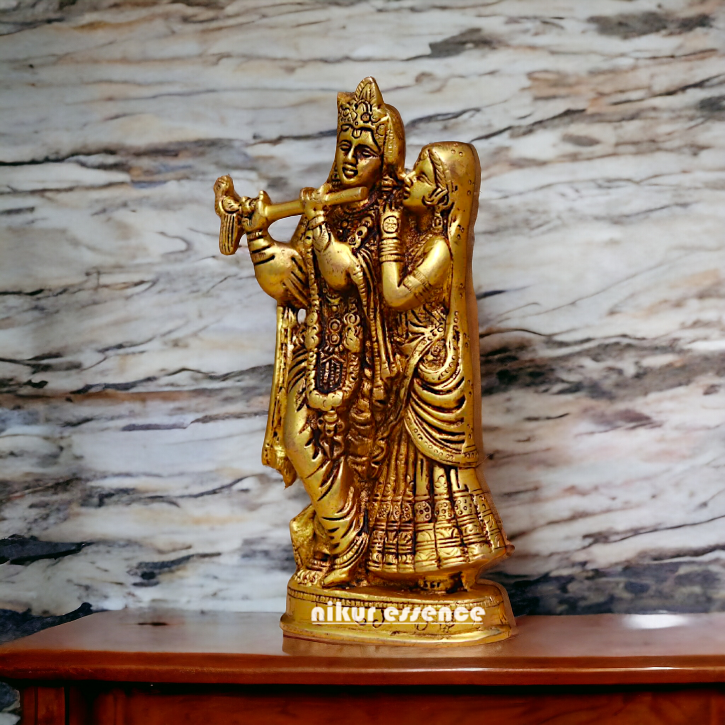 Brass Radha Krishna standing Pital idol - 8 inches Nikuressence