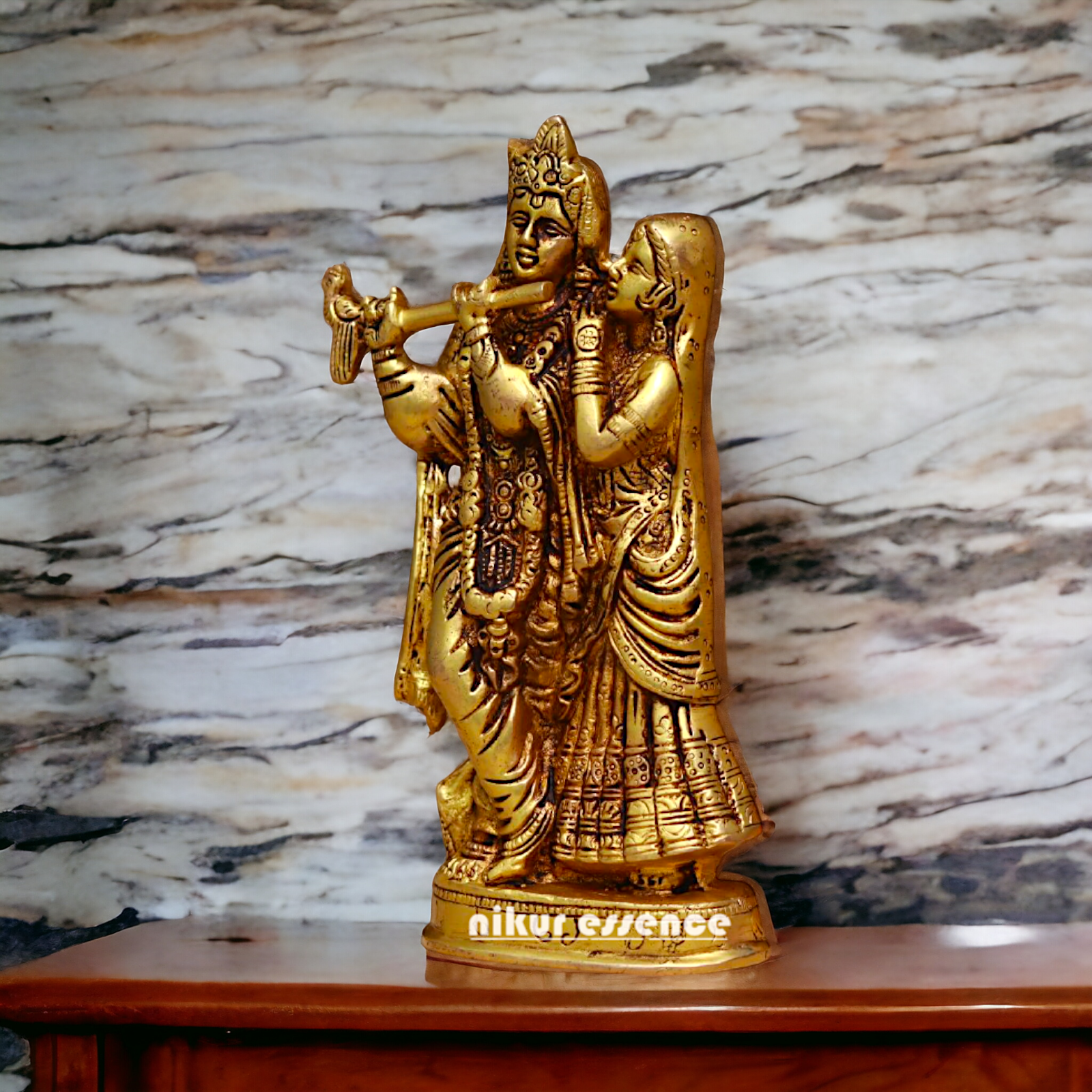 Brass Radha Krishna standing Pital idol - 8 inches Nikuressence