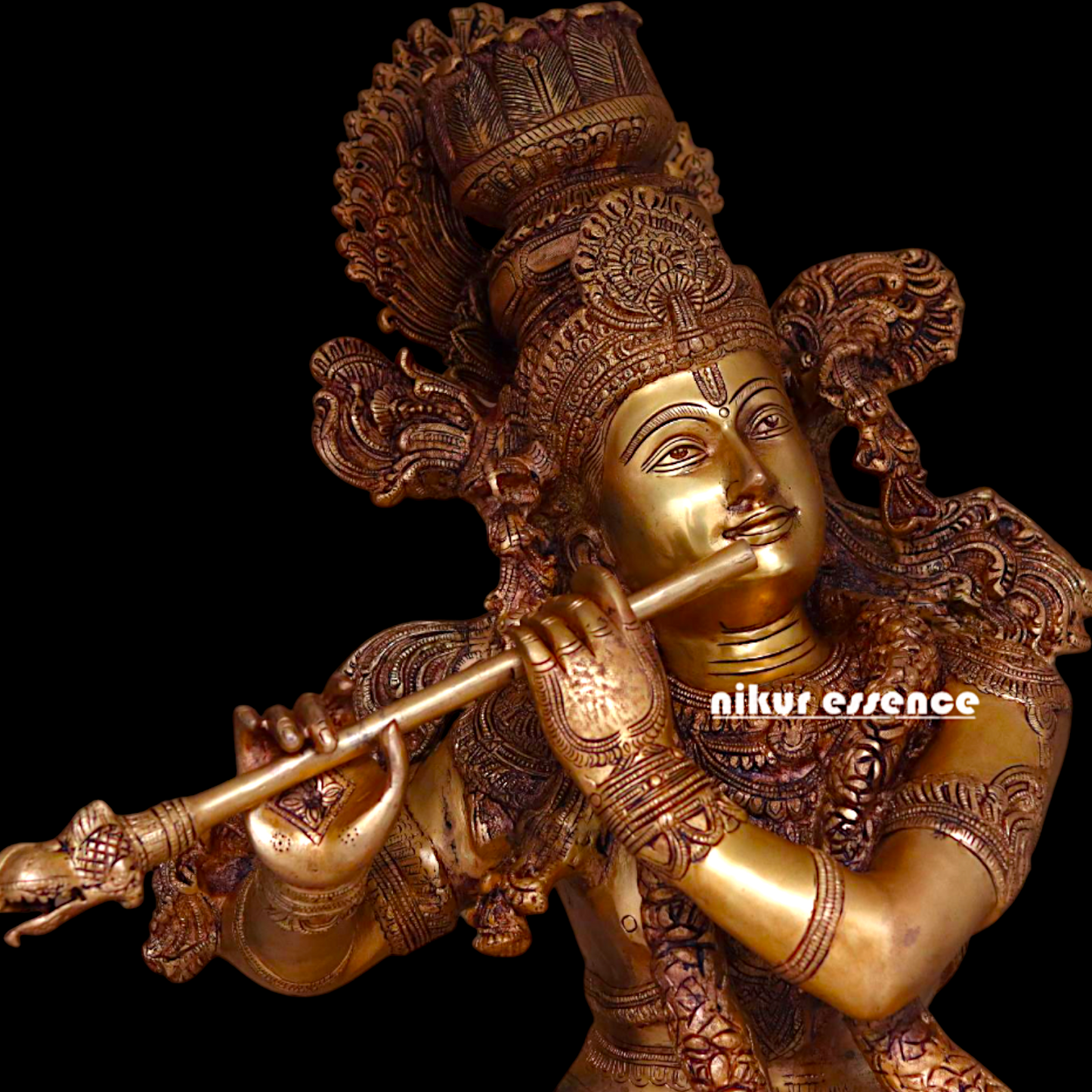 Pital Krishna Standing with Playing Flute Brass Big statue - 46 inches Nikuressence