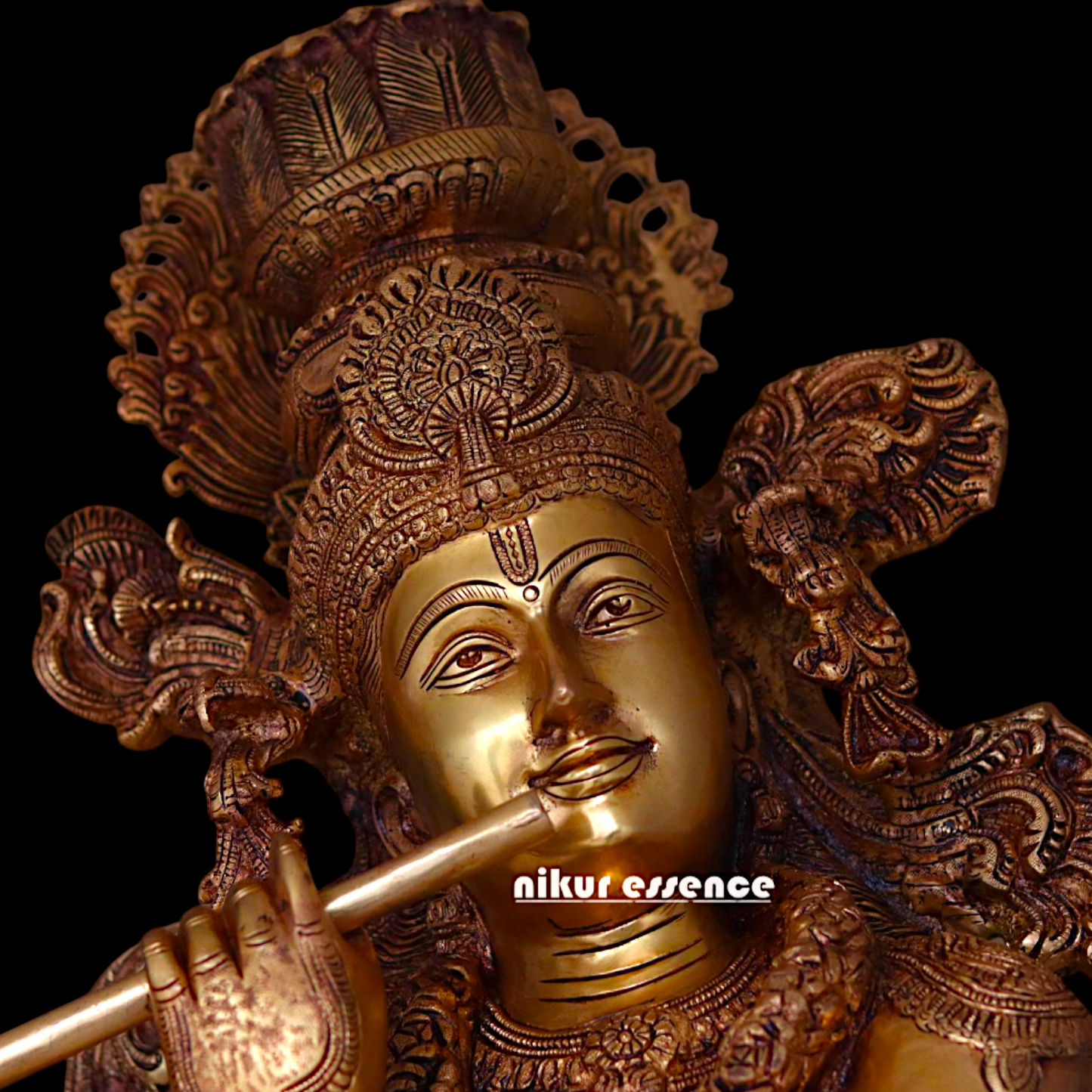 Pital Krishna Standing with Playing Flute Brass Big statue - 46 inches Nikuressence
