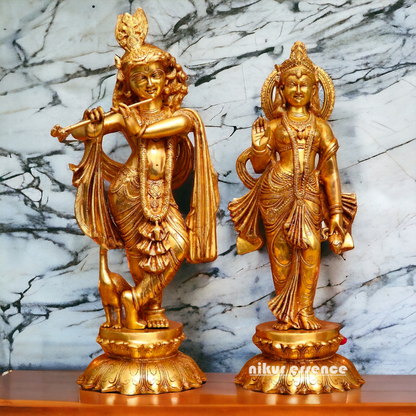 Solid Brass Radha Krishna couple idol - 27 inches Nikuressence