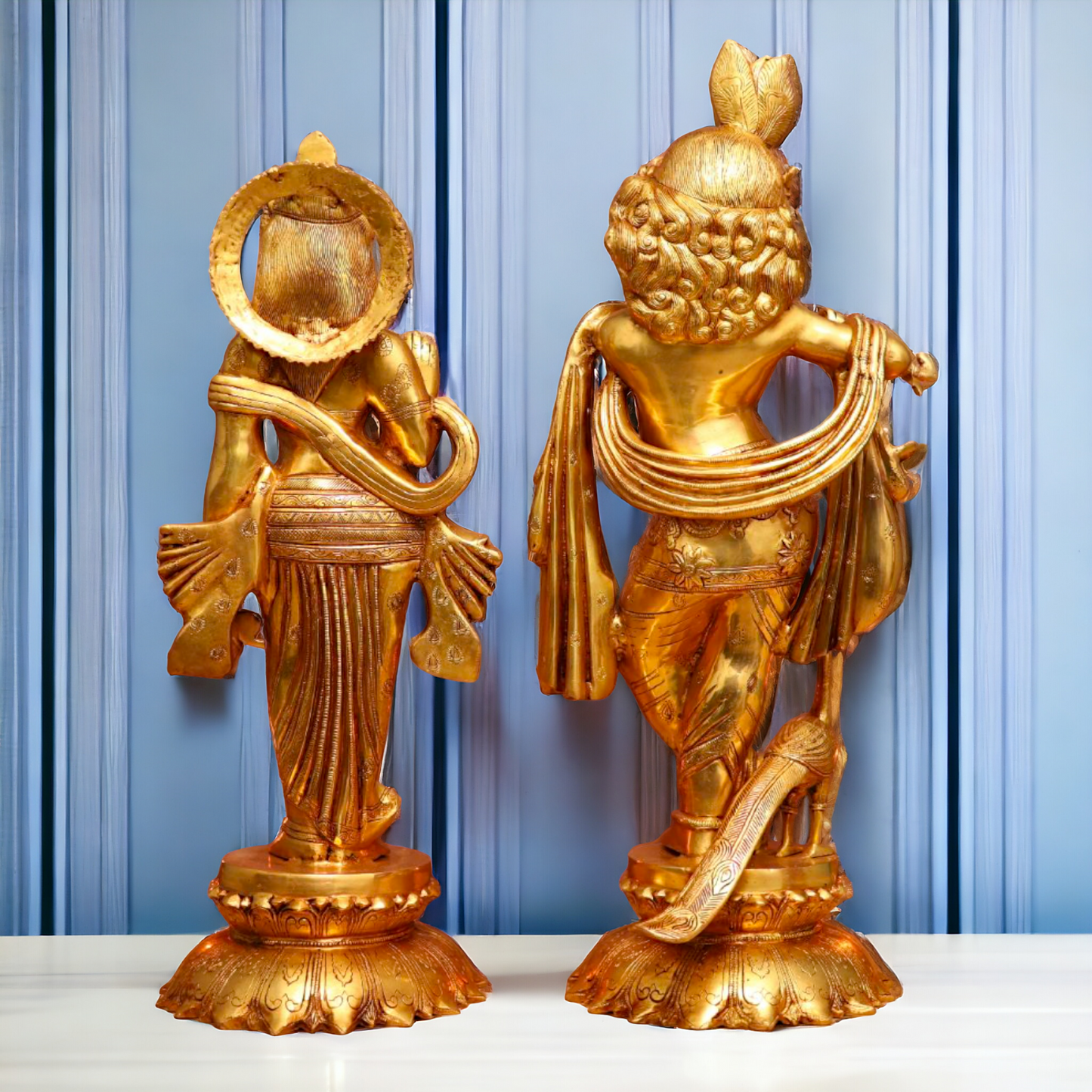 Solid Brass Radha Krishna couple idol - 27 inches Nikuressence