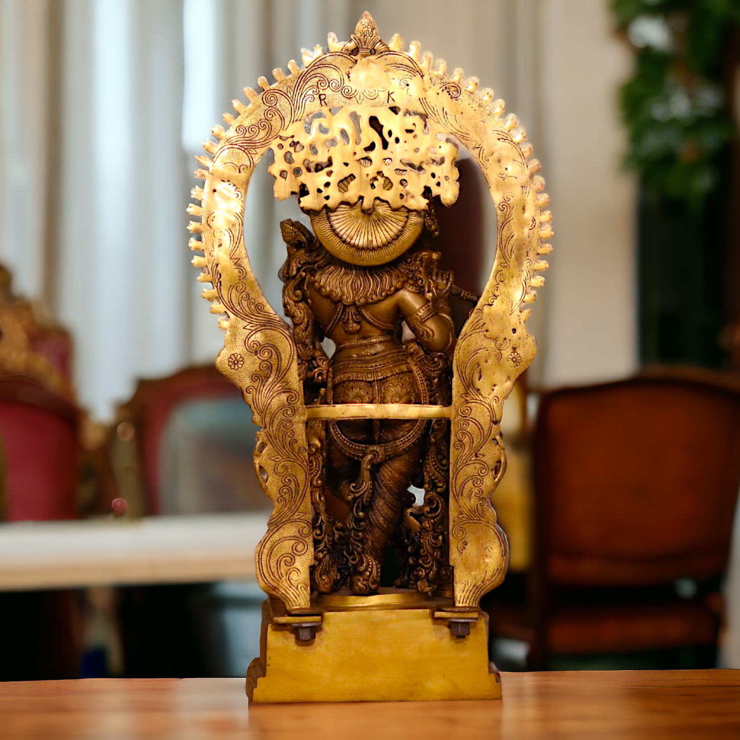 Pure Brass Krishna Playing Flute Pital idol - 32 inches Nikuressence