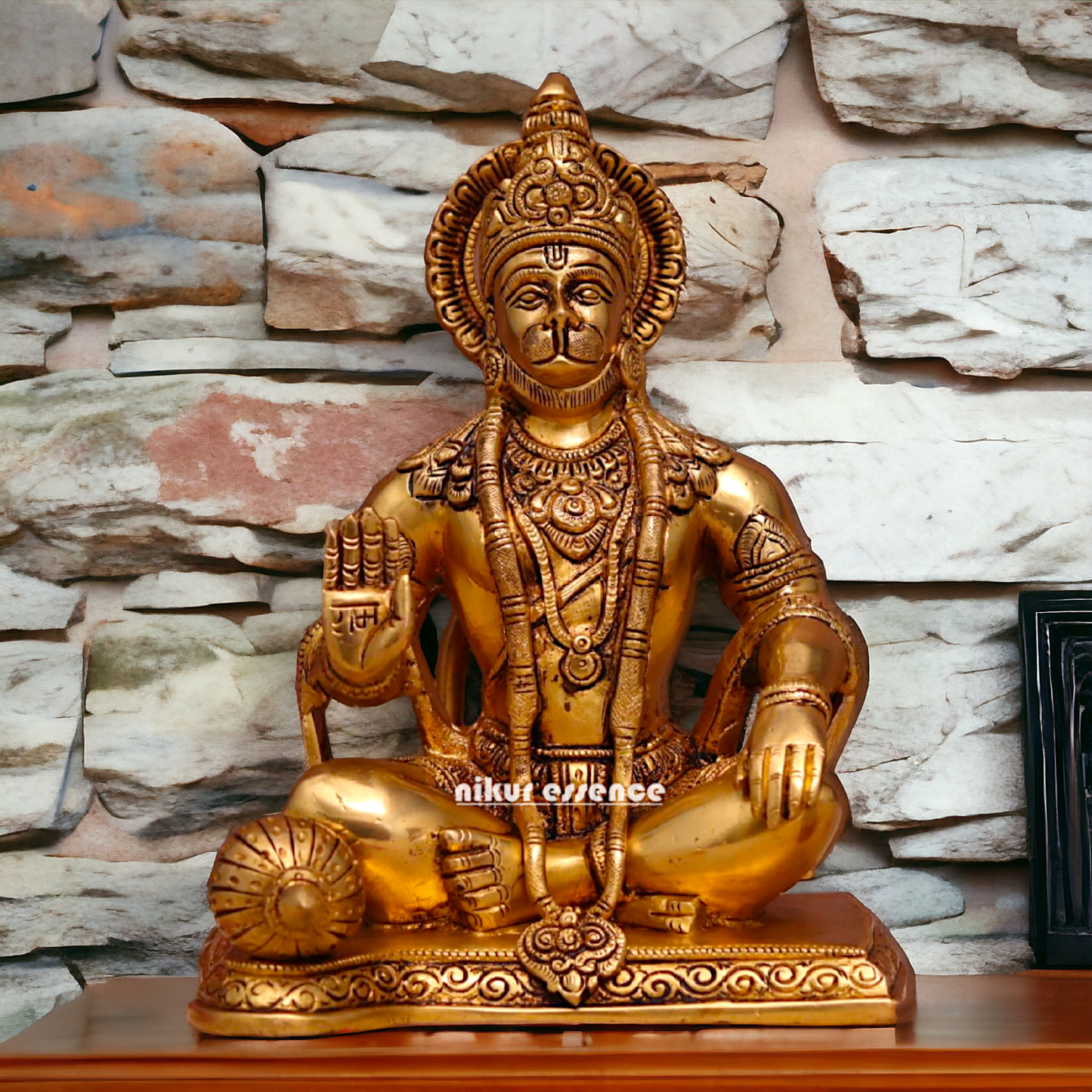 Pital Hanuman ji Blessing Brass idol - 9 inches Nikuressence