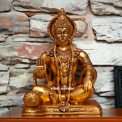 Pital Hanuman ji Blessing Brass idol - 9 inches Nikuressence