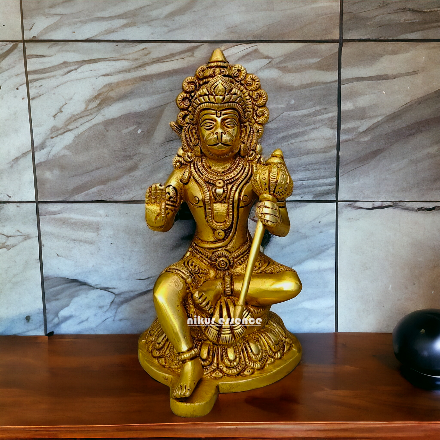 Superfine Brass Hanuman Sitting statue- 8 inches Nikuressence