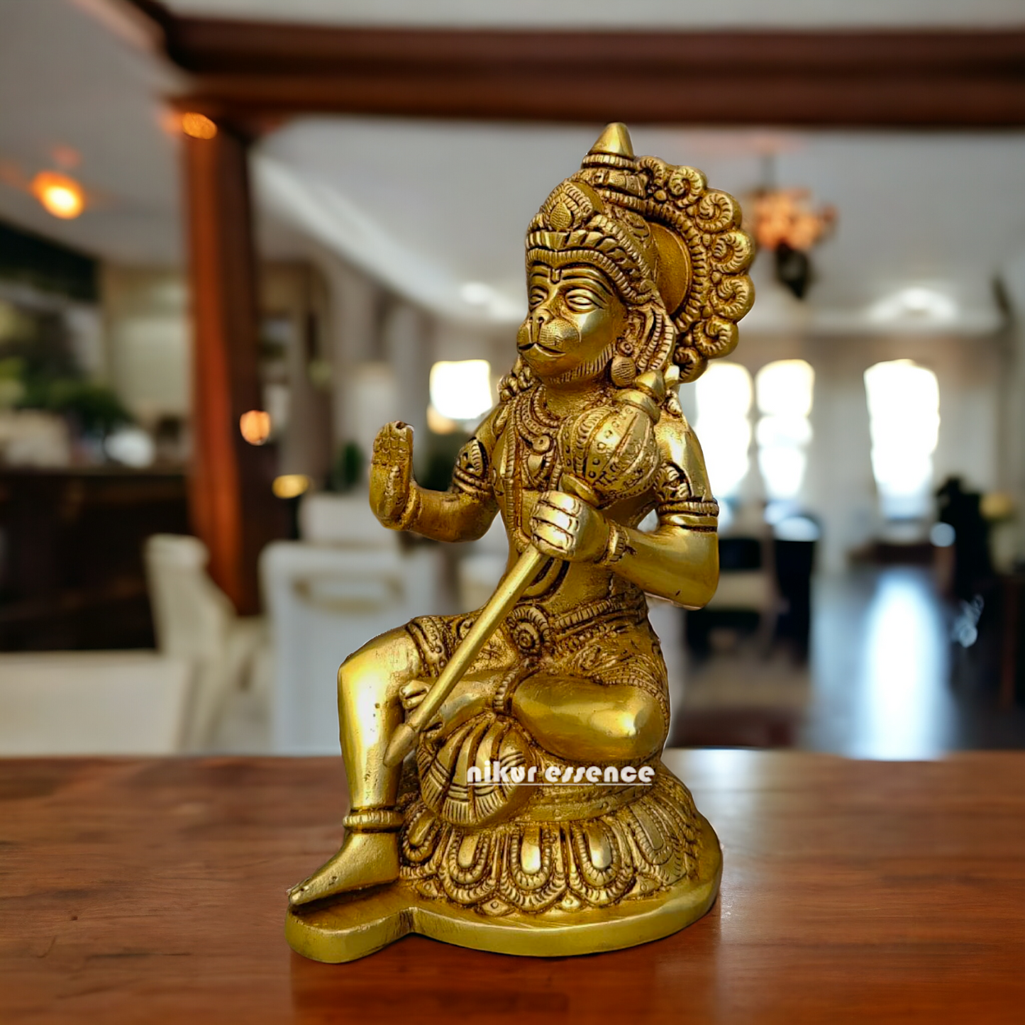 Superfine Brass Hanuman Sitting statue- 8 inches Nikuressence