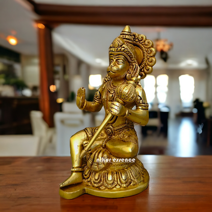Superfine Brass Hanuman Sitting statue- 8 inches Nikuressence