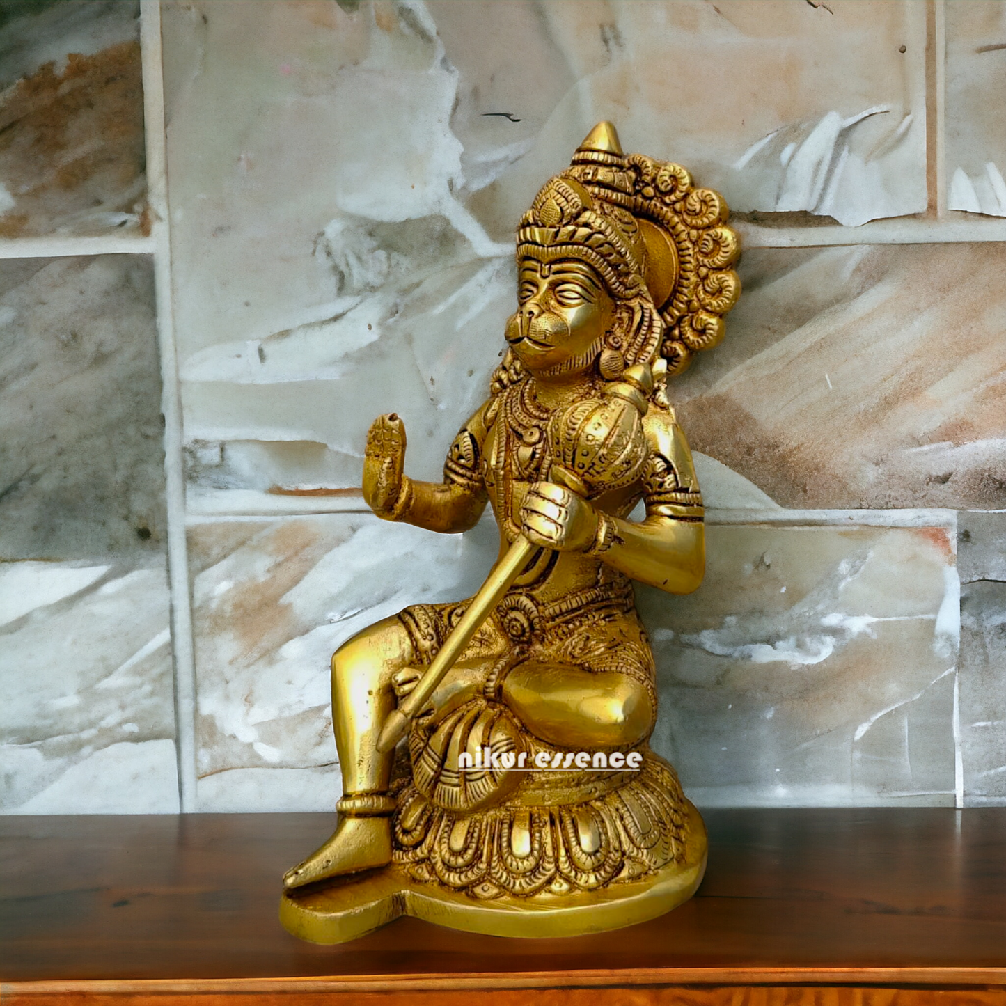 Superfine Brass Hanuman Sitting statue- 8 inches Nikuressence