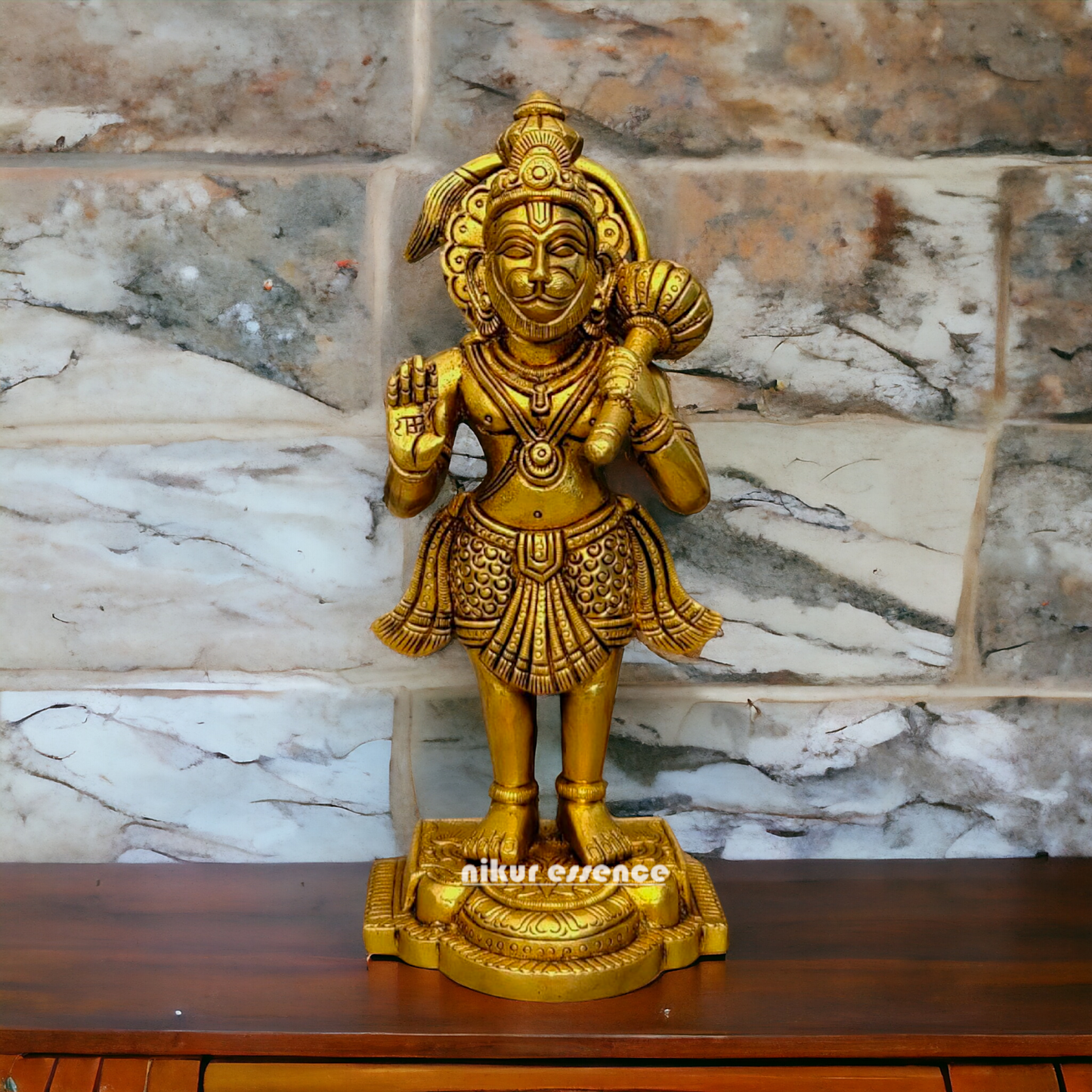 Pure Brass Hanuman Bajarangbali Standing statue - 8 inches Nikuressence