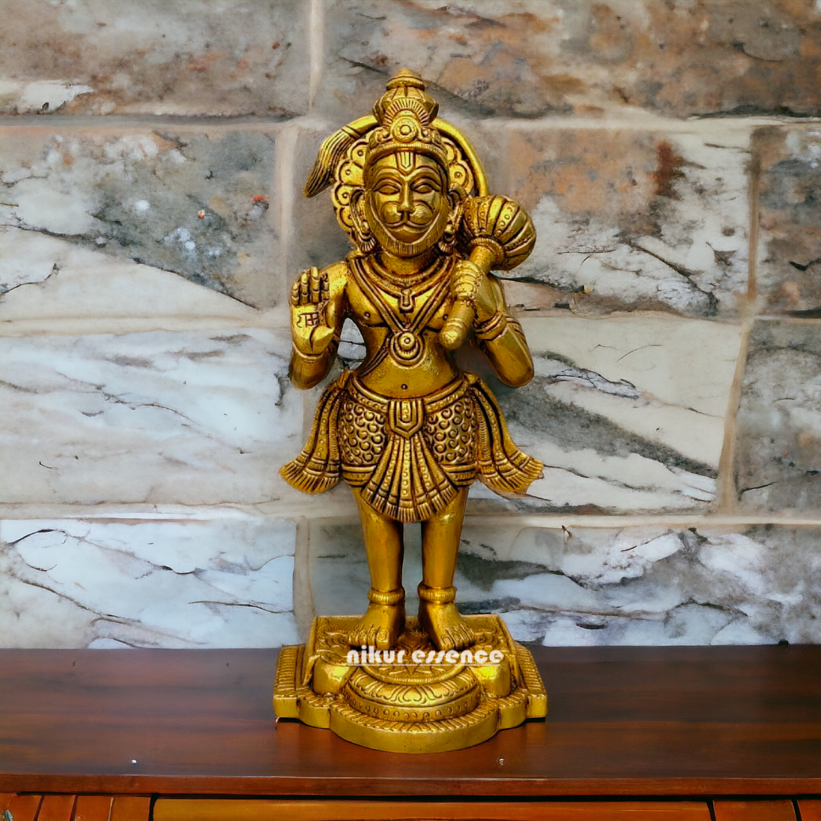 Pure Brass Hanuman Bajarangbali Standing statue - 8 inches Nikuressence