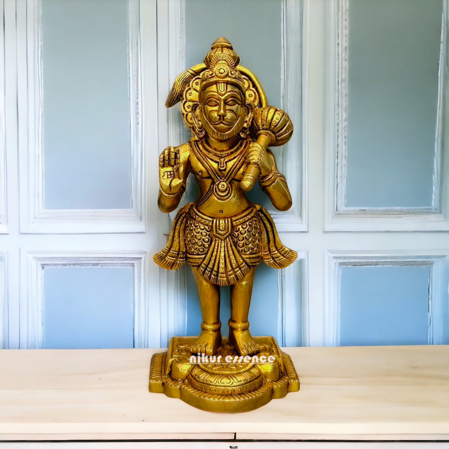 Pure Brass Hanuman Bajarangbali Standing statue - 8 inches Nikuressence