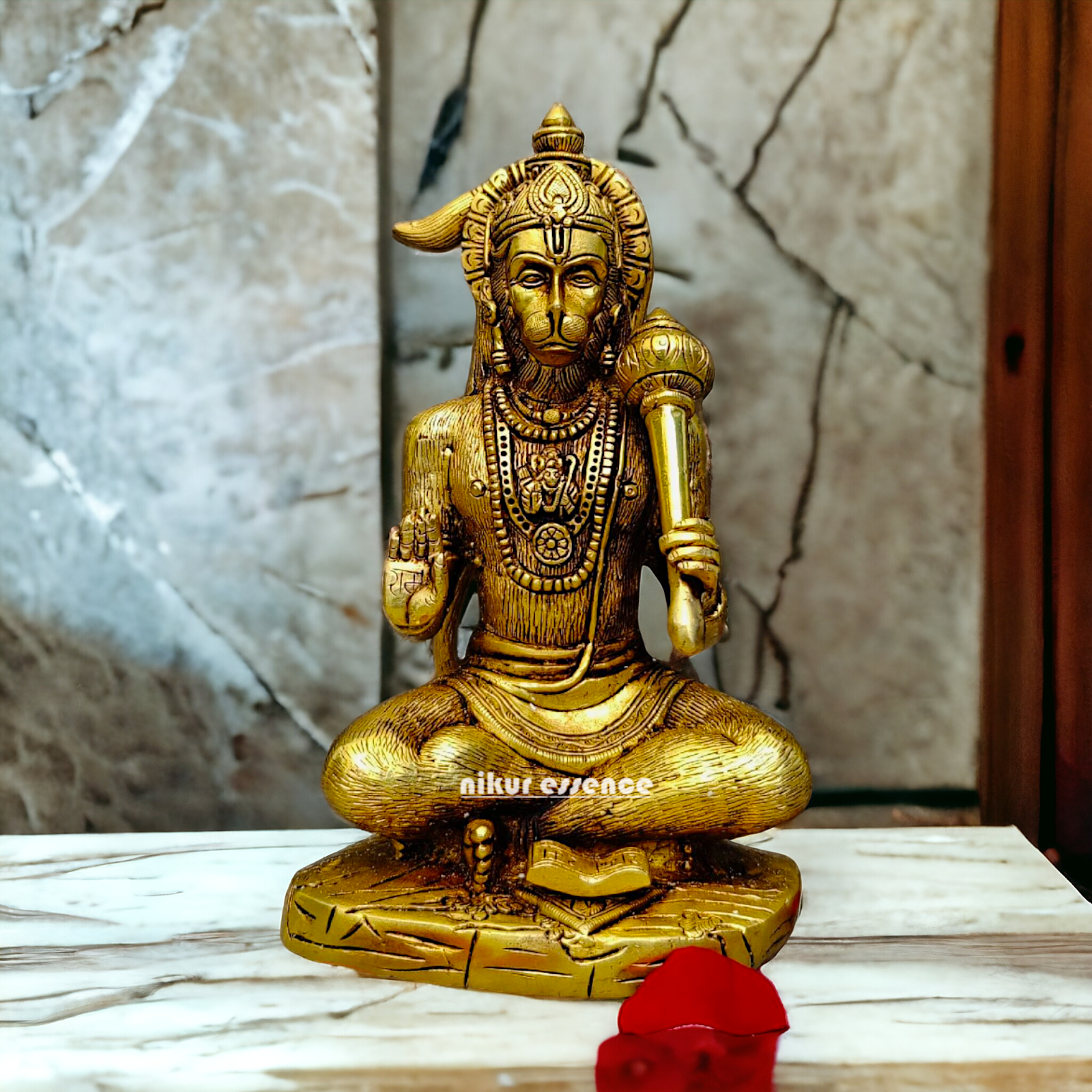 Hanuman ji Meditation Brass idol - 9 inches Nikuressence