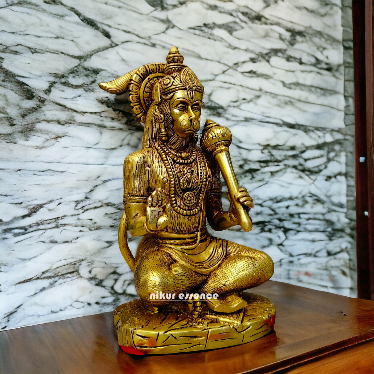 Hanuman ji Meditation Brass idol - 9 inches Nikuressence