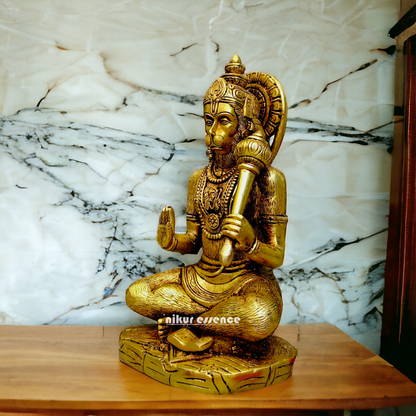 Hanuman ji Meditation Brass idol - 9 inches Nikuressence