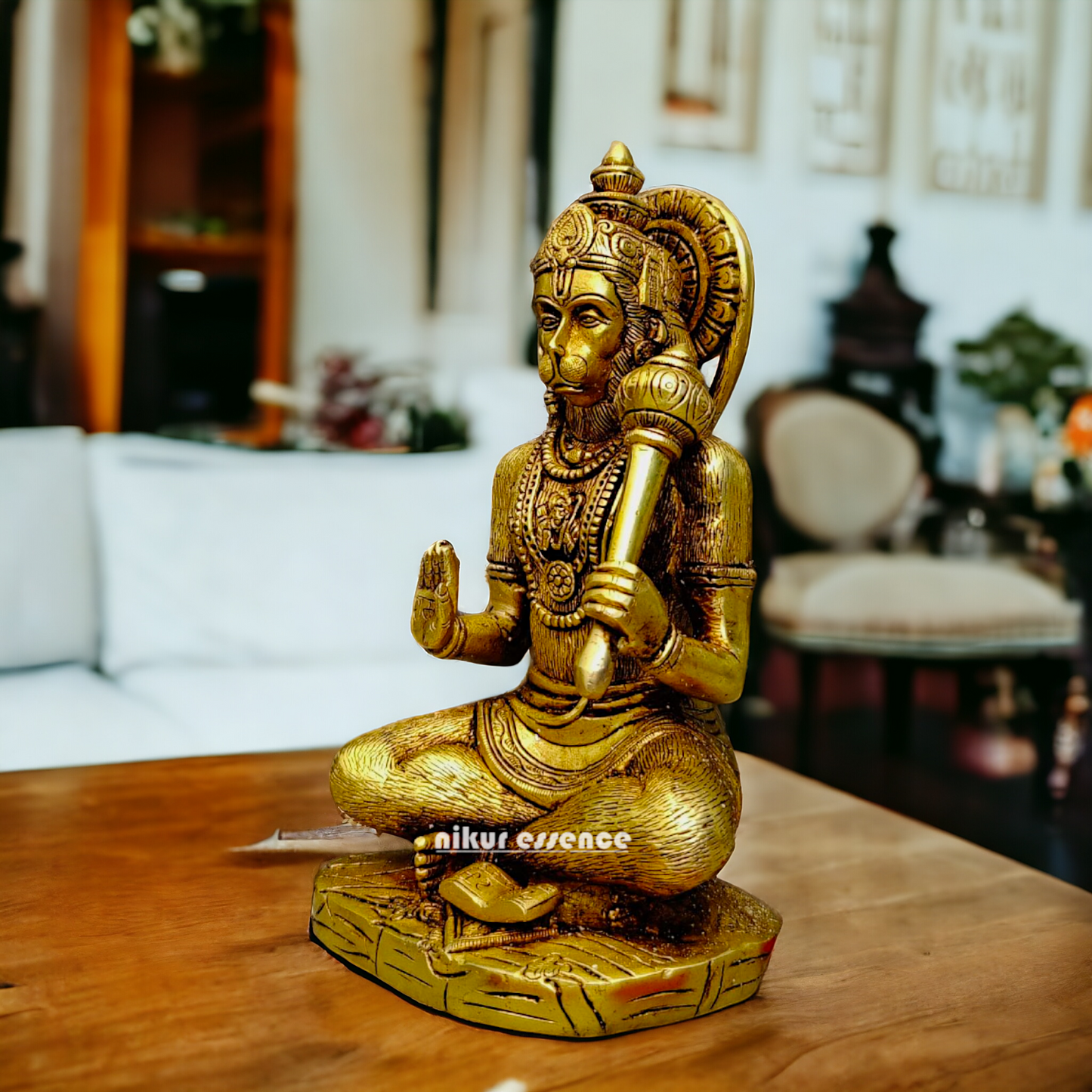 Hanuman ji Meditation Brass idol - 9 inches Nikuressence