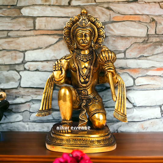Hanuman ji Sitting Pure Brass idol - 11.5 inches Nikuressence