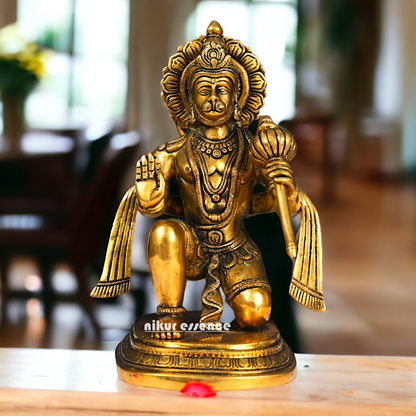 Hanuman ji Sitting Pure Brass idol - 11.5 inches Nikuressence