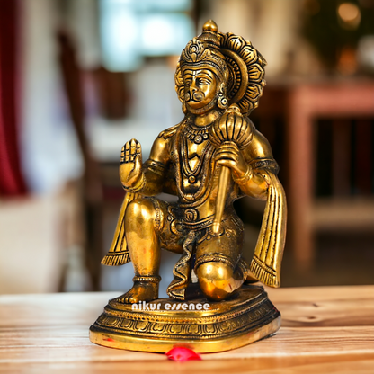 Hanuman ji Sitting Pure Brass idol - 11.5 inches Nikuressence