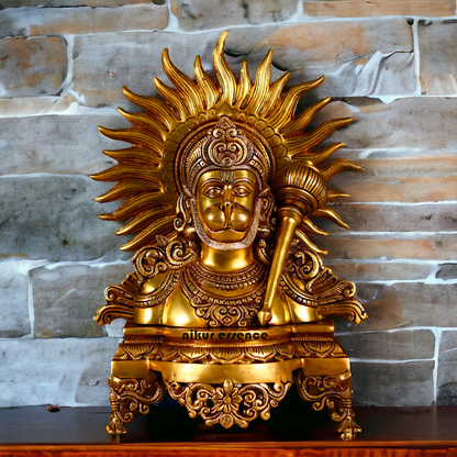 Pure Brass Hanuman ji with Gada idol - 14.5 inches Nikuressence