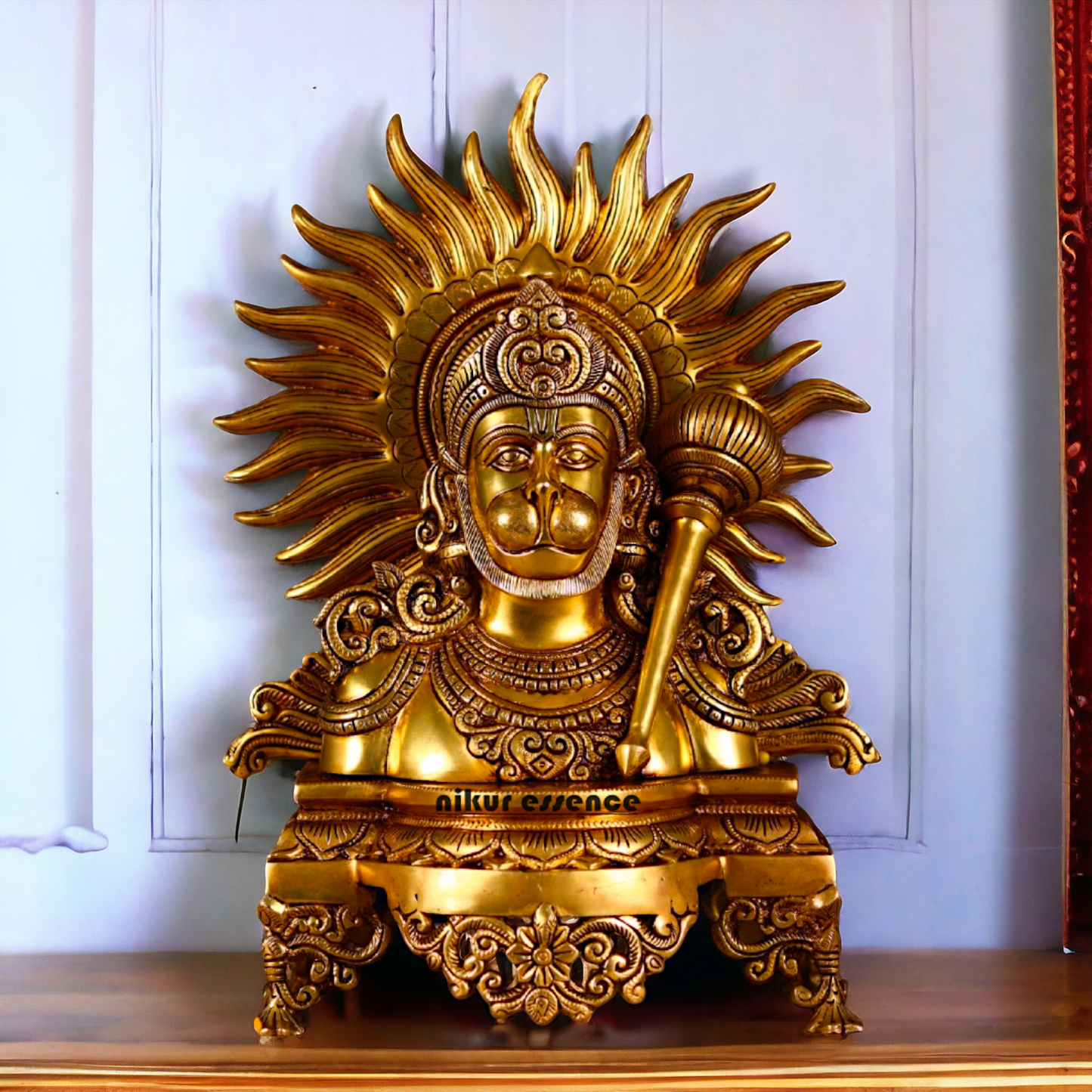 Pure Brass Hanuman ji with Gada idol - 14.5 inches Nikuressence