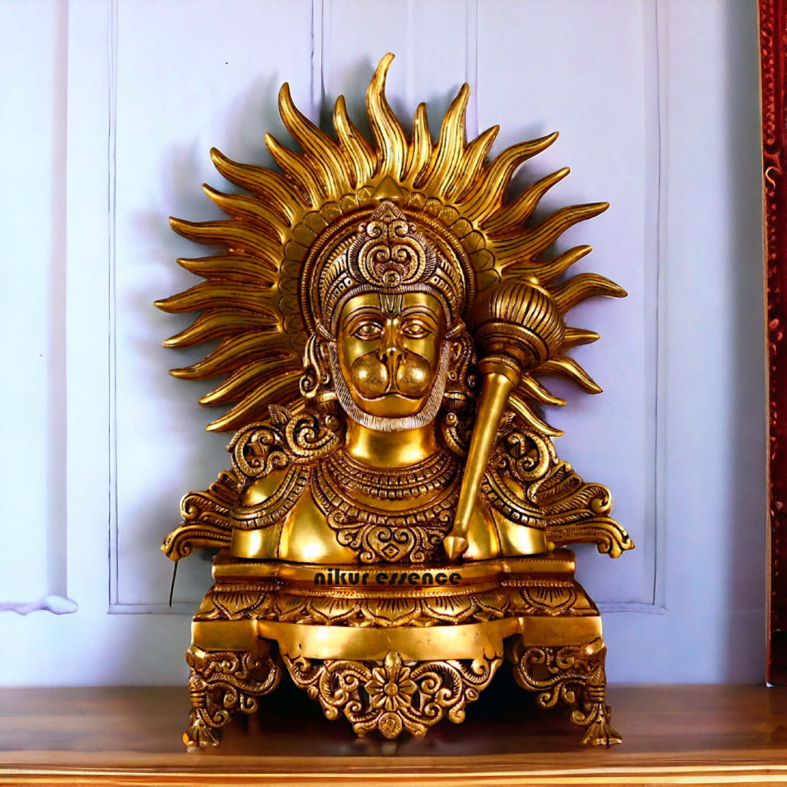 Pure Brass Hanuman ji with Gada idol - 14.5 inches Nikuressence