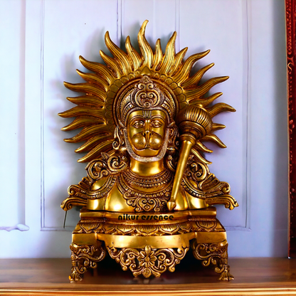 Pure Brass Hanuman ji with Gada idol - 14.5 inches Nikuressence