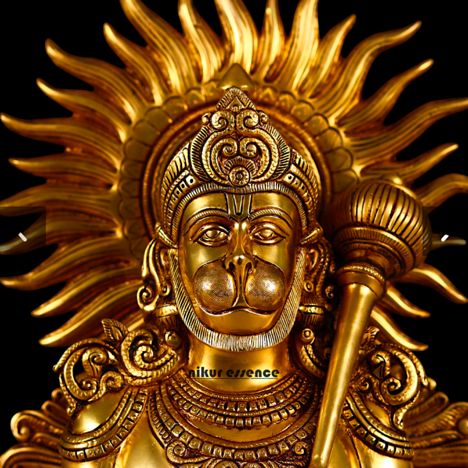 Pure Brass Hanuman ji with Gada idol - 14.5 inches Nikuressence