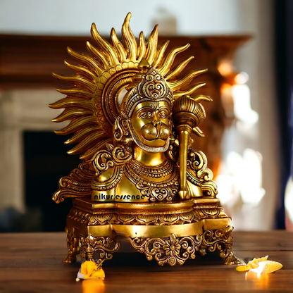 Pure Brass Hanuman ji with Gada idol - 14.5 inches Nikuressence