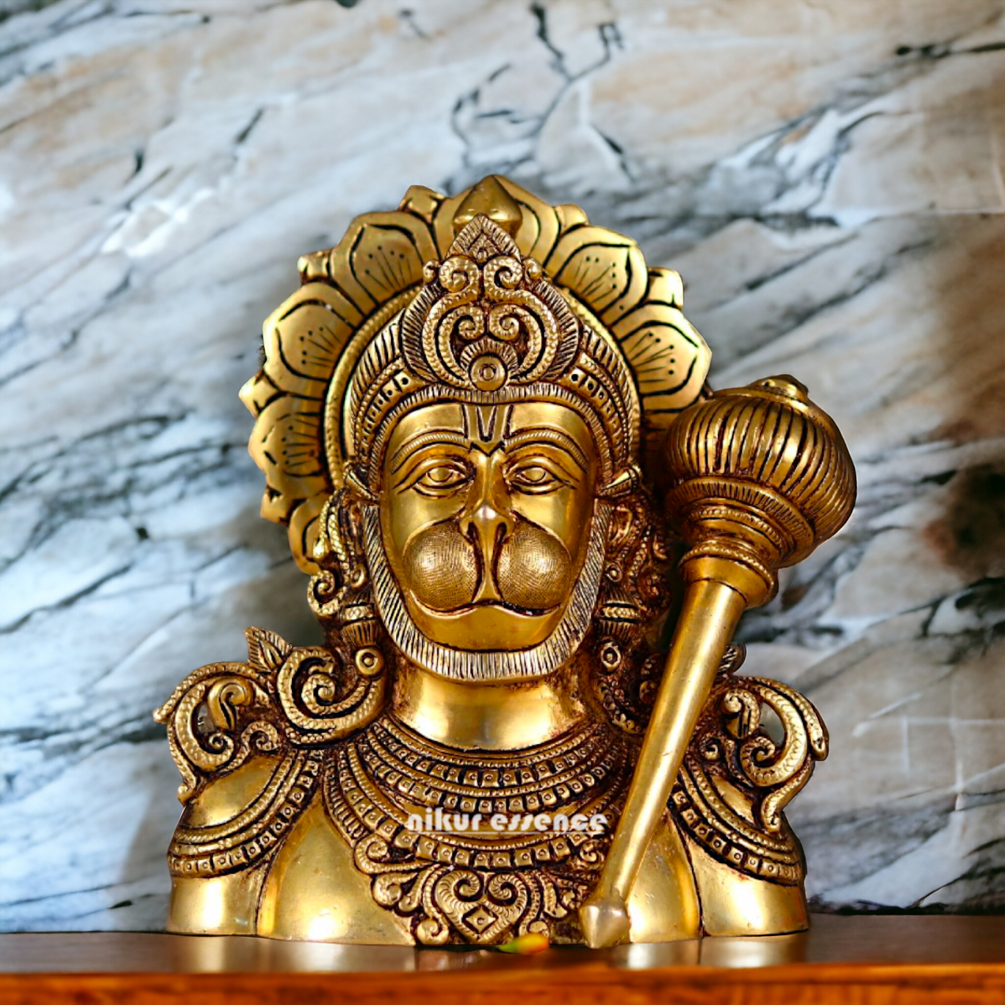 Pital Hanuman Bajarangbali ji with Gada brass idol - 8 inches Nikuressence