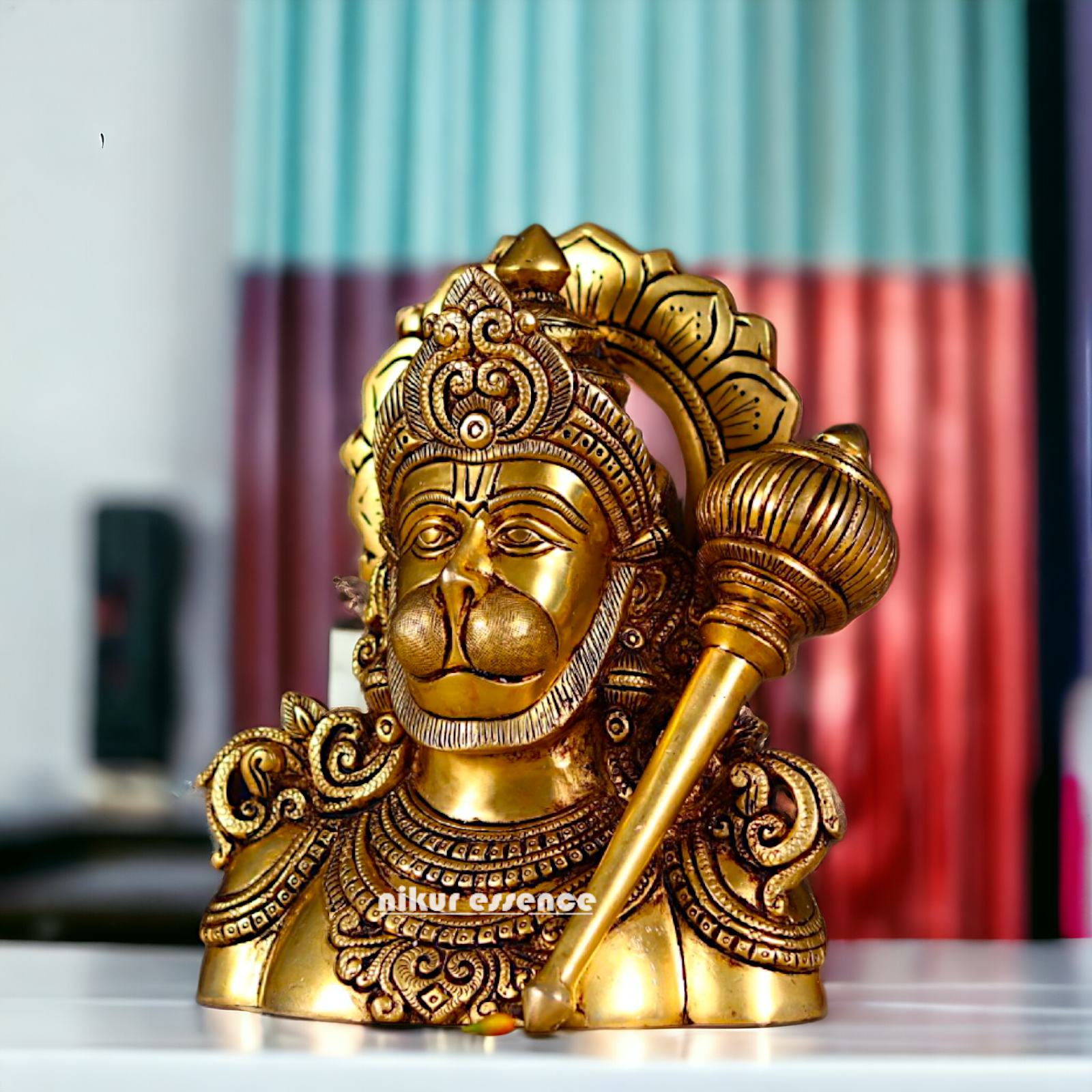 Pital Hanuman Bajarangbali ji with Gada brass idol - 8 inches Nikuressence