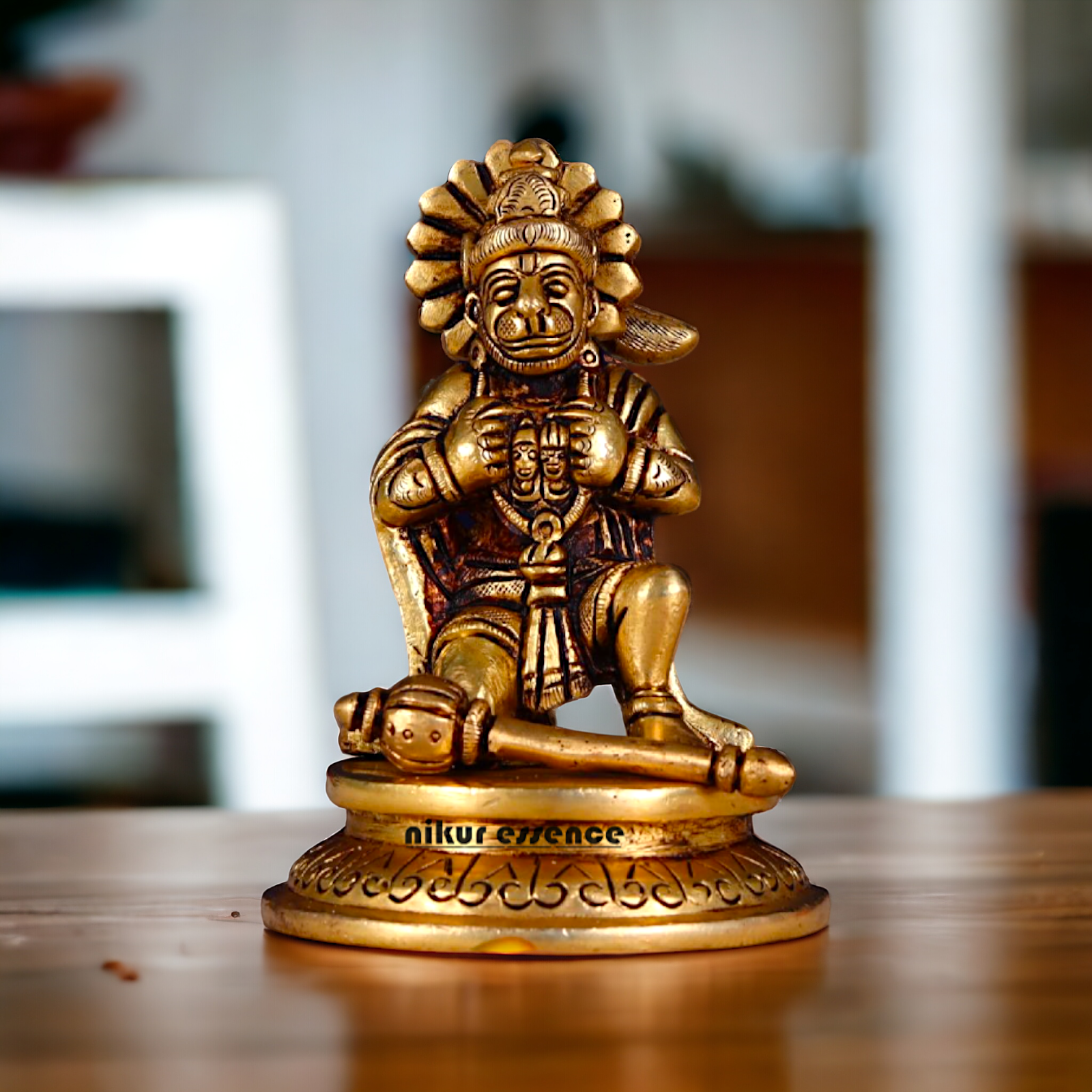 Hanuman ji with Ram Sita Brass idol - 4 inches Nikuressence