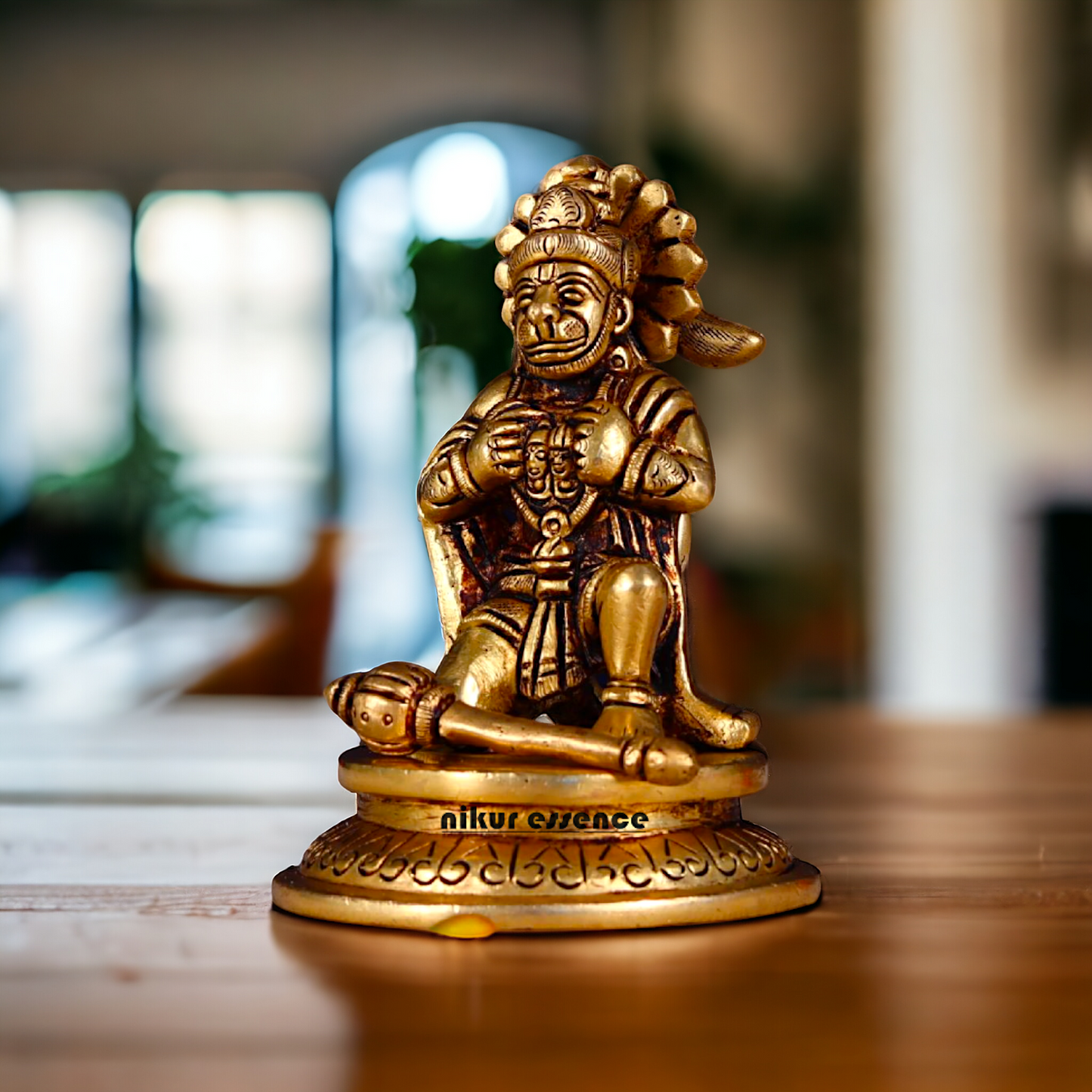 Hanuman ji with Ram Sita Brass idol - 4 inches Nikuressence