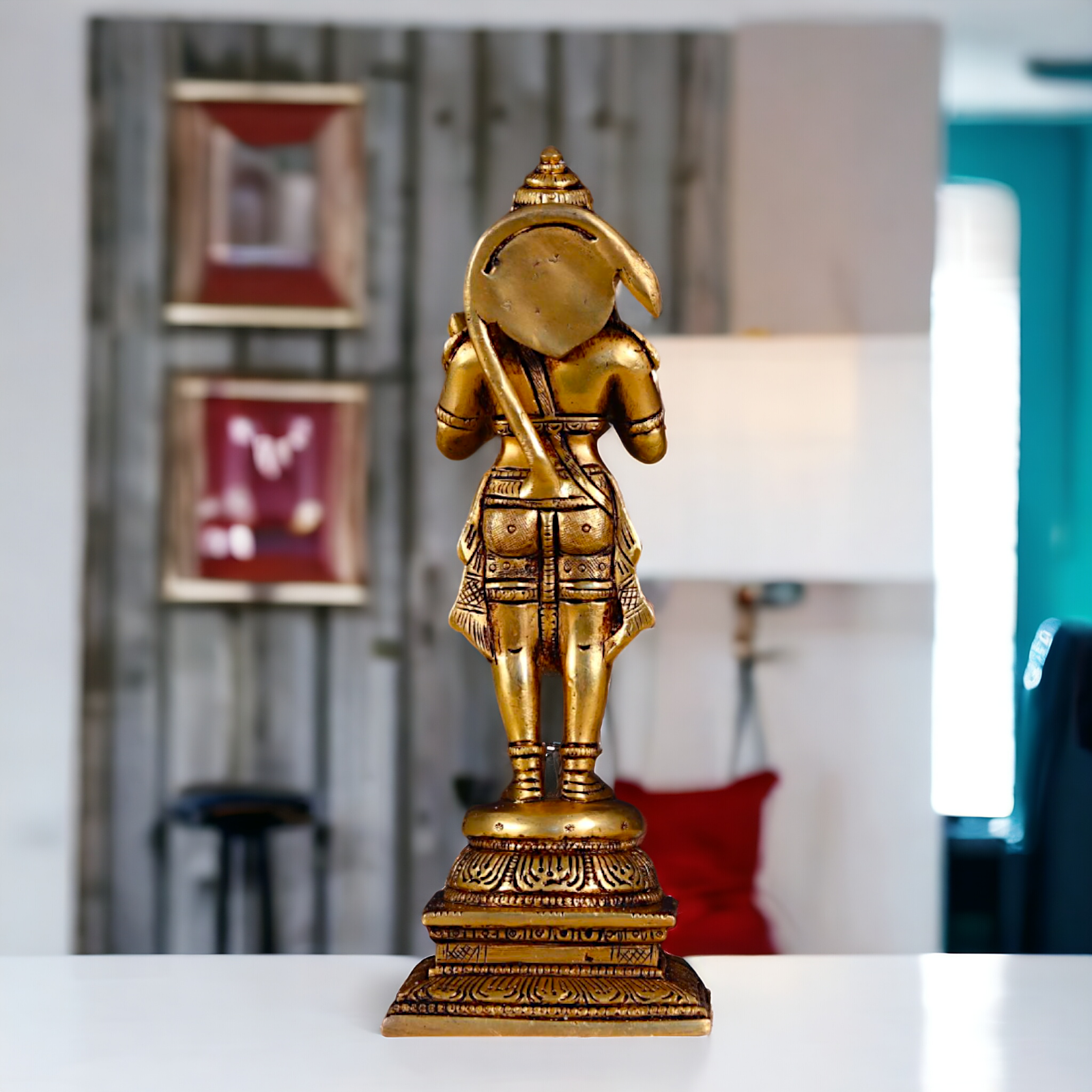 Antique Brass Hanuman ji Standing with Gada idol - 9.6 inches Nikuressence