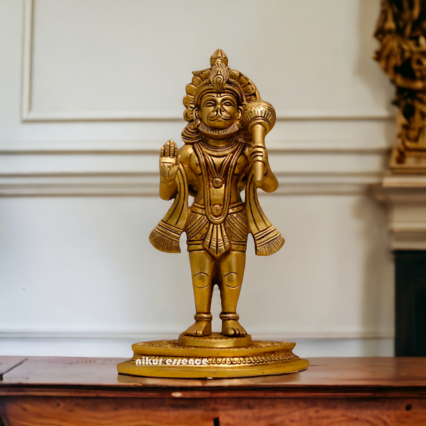 Pital Hanuman ji Standing with Gada brass idol - 9 inches Nikuressence