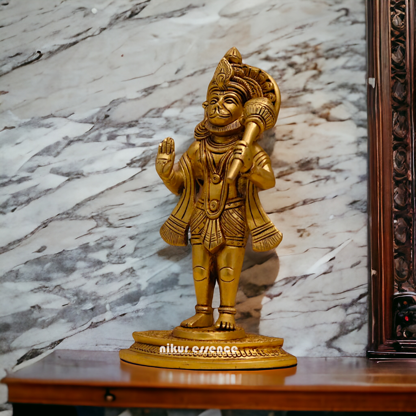 Pital Hanuman ji Standing with Gada brass idol - 9 inches Nikuressence