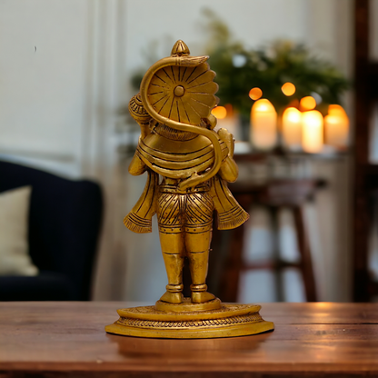 Pital Hanuman ji Standing with Gada brass idol - 9 inches Nikuressence