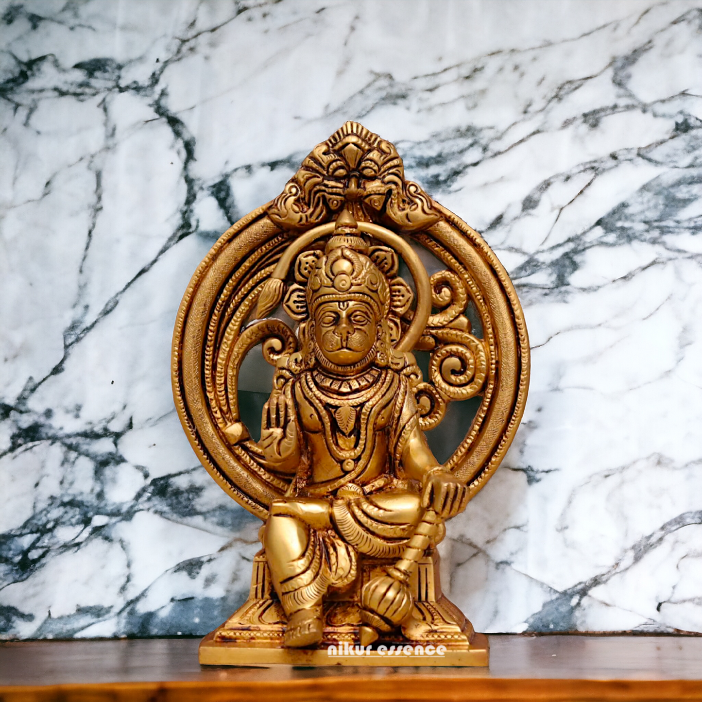 Brass Hanuman ji sitting Murti - 7.6 inches Nikuressence