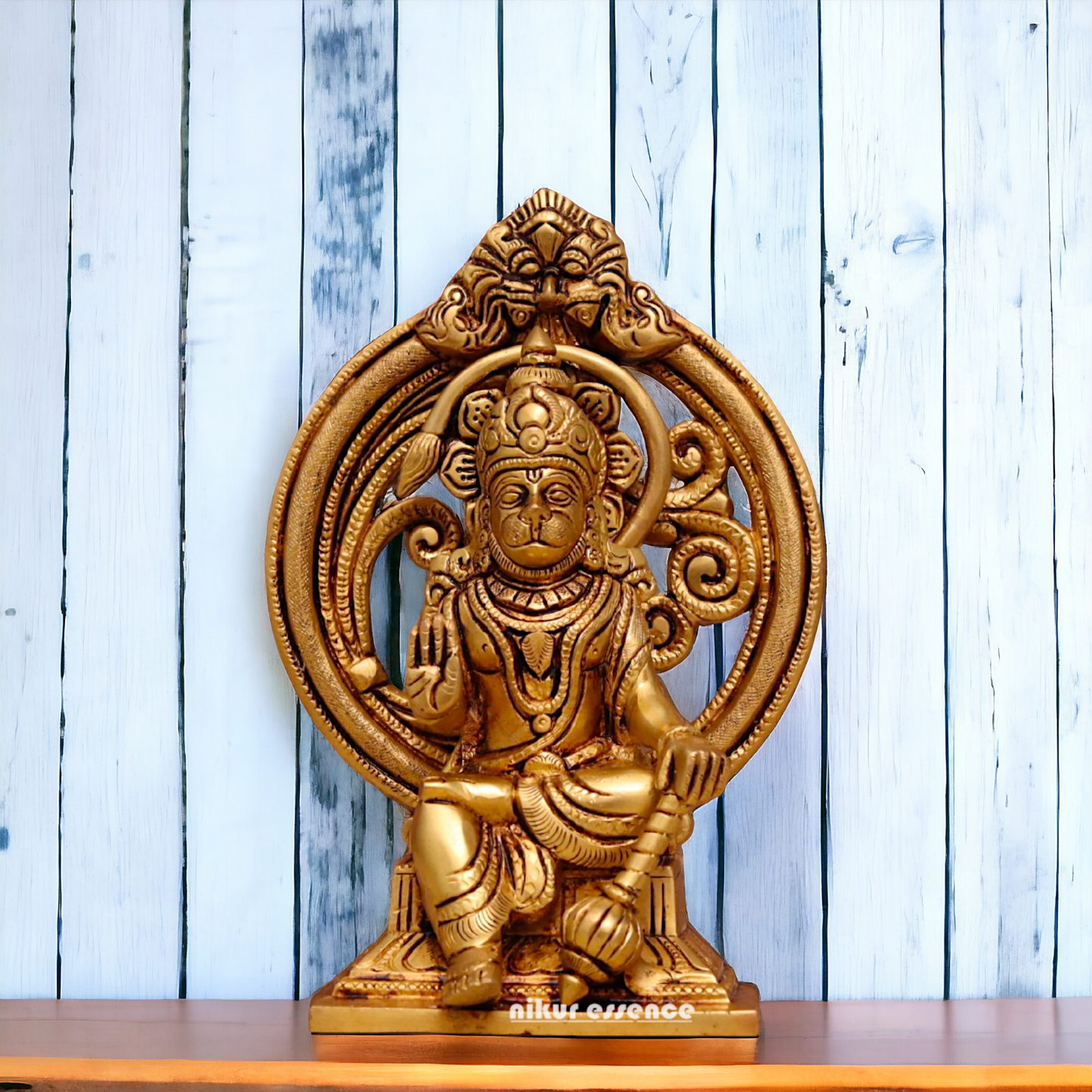 Brass Hanuman ji sitting Murti - 7.6 inches Nikuressence