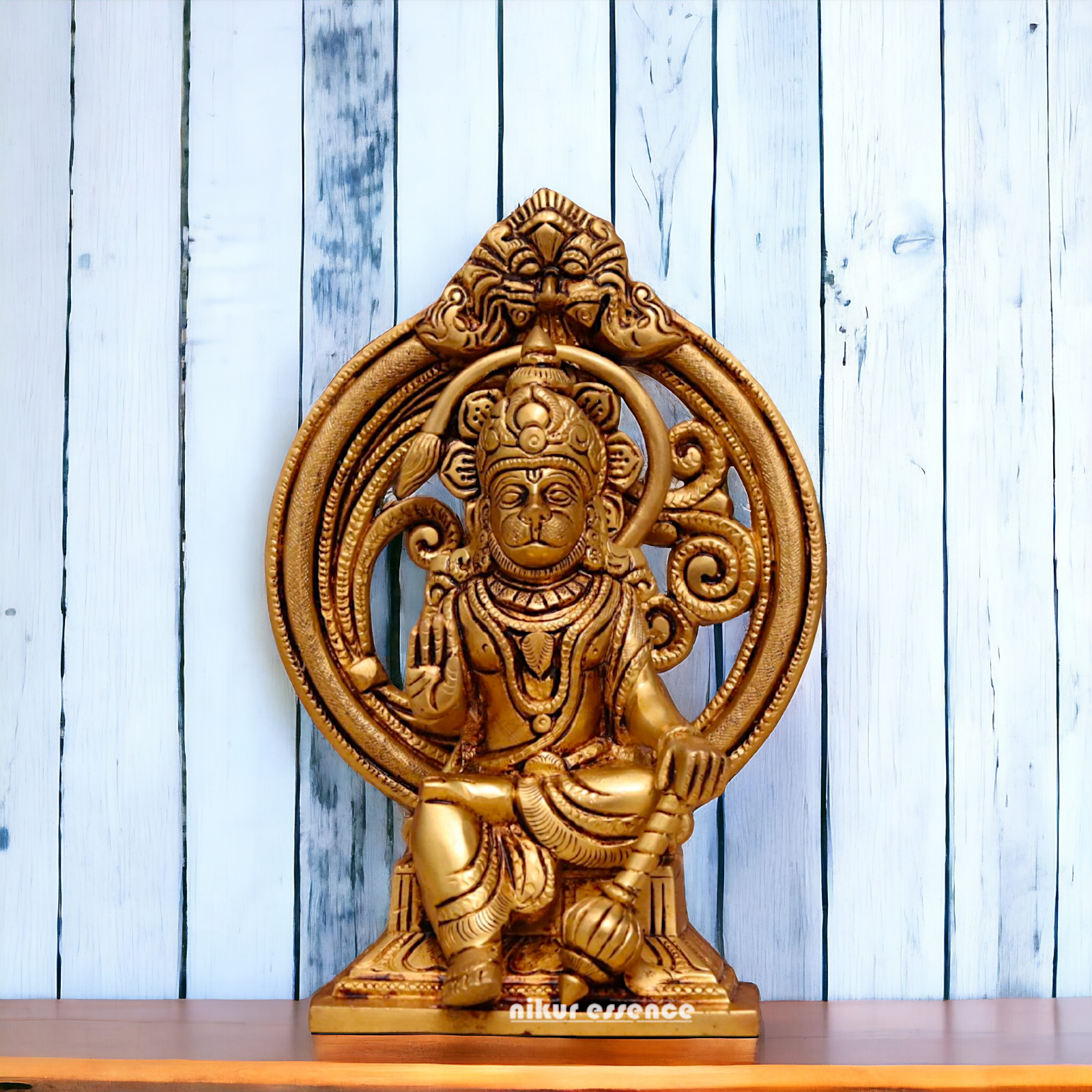 Brass Hanuman ji sitting Murti - 7.6 inches Nikuressence