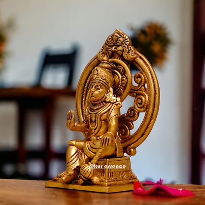 Brass Hanuman ji sitting Murti - 7.6 inches Nikuressence