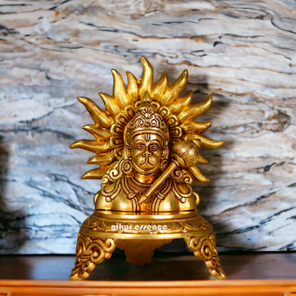 Hanuman ji with Gada brass idol - 9.5 inches Nikuressence