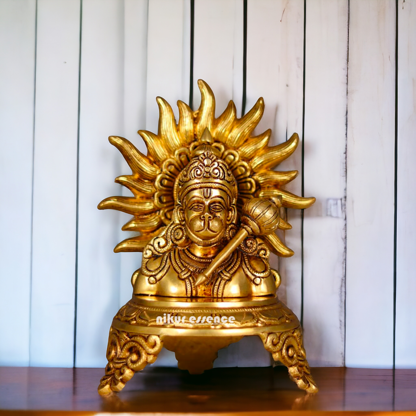 Hanuman ji with Gada brass idol - 9.5 inches Nikuressence
