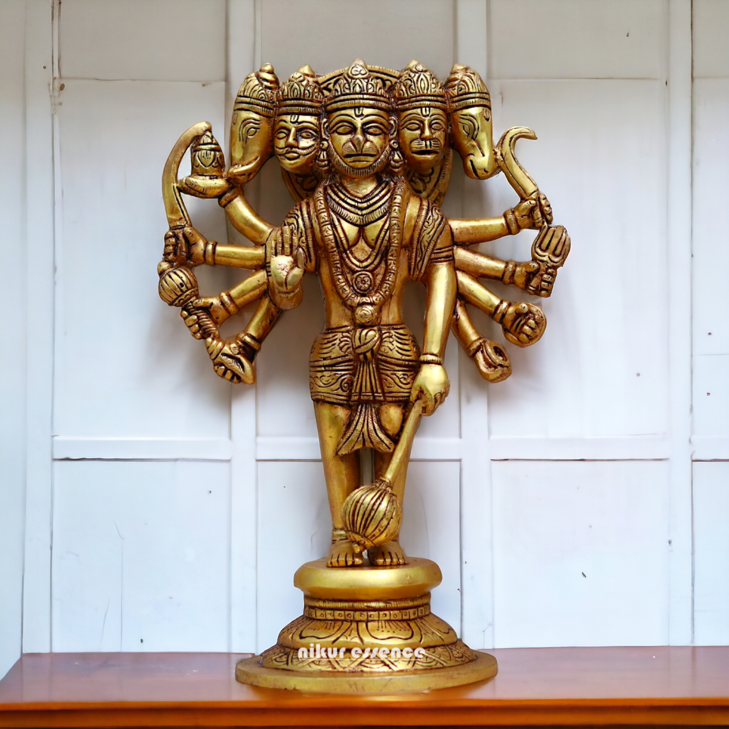 Pital Hanuman Panchmukhi Brass idol - 11.7 inches Nikuressence
