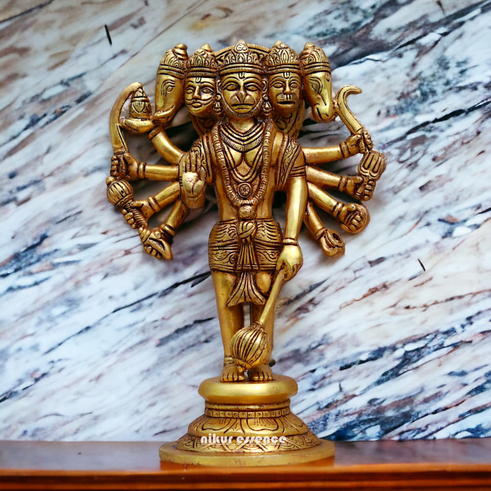 Pital Hanuman Panchmukhi Brass idol - 11.7 inches Nikuressence