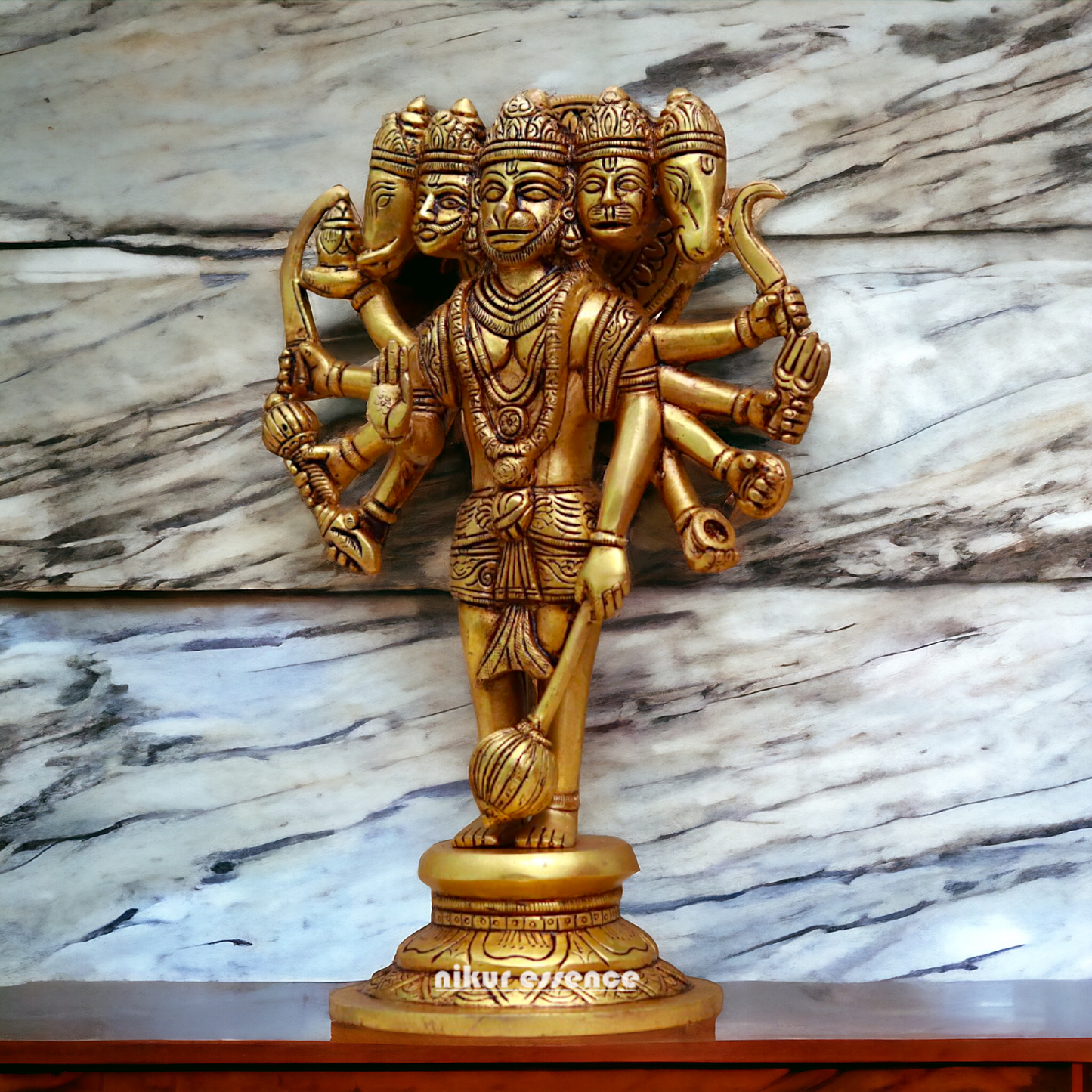 Pital Hanuman Panchmukhi Brass idol - 11.7 inches Nikuressence