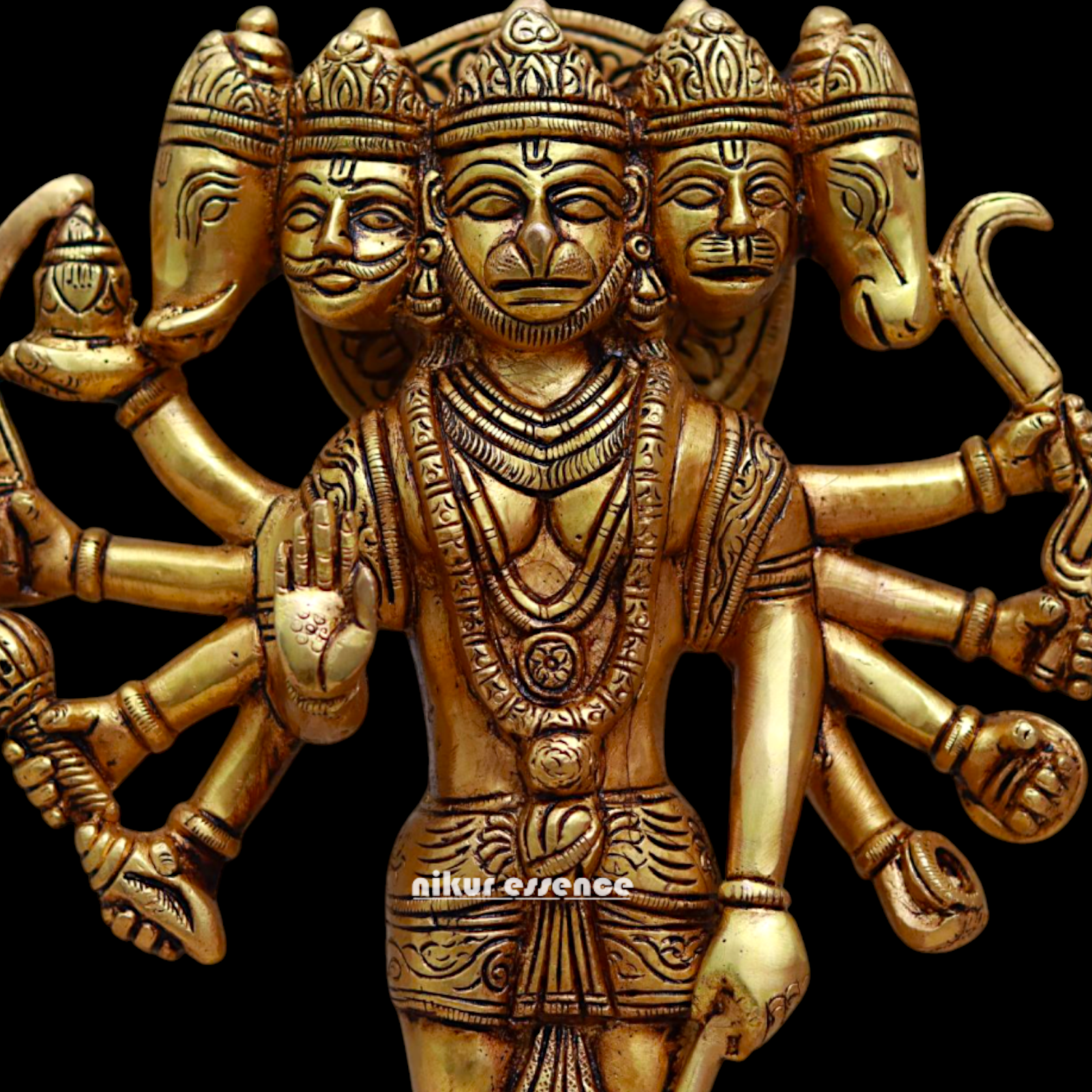 Pital Hanuman Panchmukhi Brass idol - 11.7 inches Nikuressence