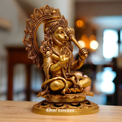 Pital Hanuman ji Sitting with Gada brass idol - 18 Inches Nikuressence