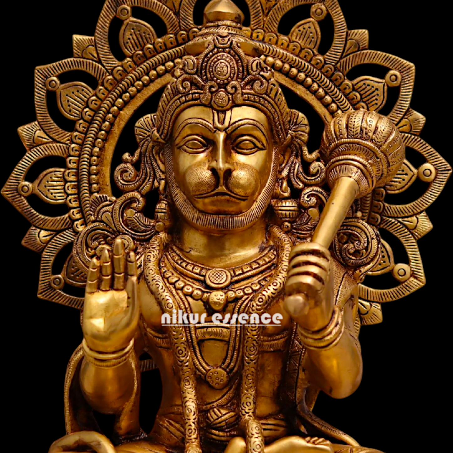Pital Hanuman ji Sitting with Gada brass idol - 18 Inches Nikuressence
