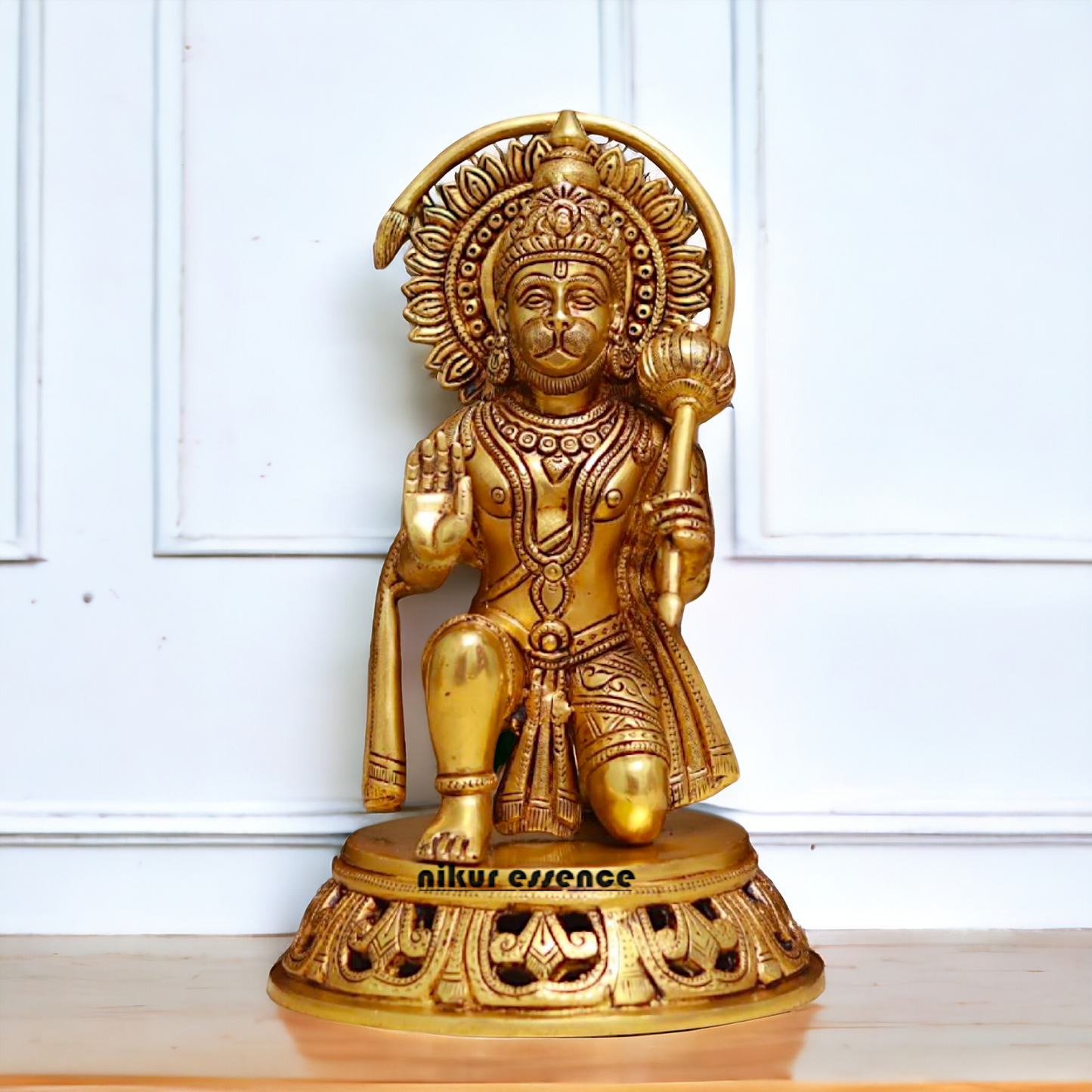 Pure Brass Hanuman ji Sitting with Gada idol - 11 Inches Nikuressence